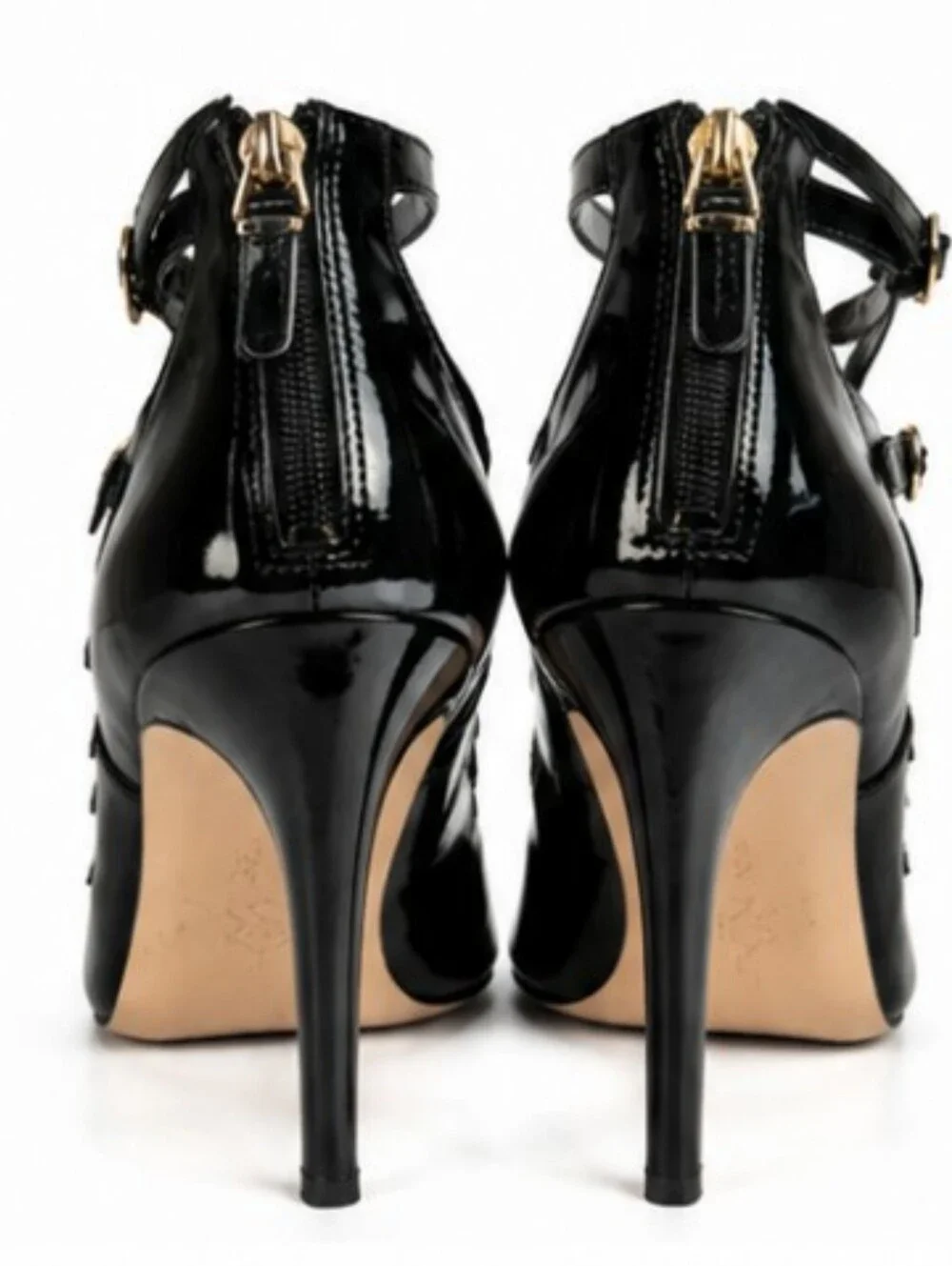 Via Spiga black patent leather peep-toe gladiator pumps Size 9